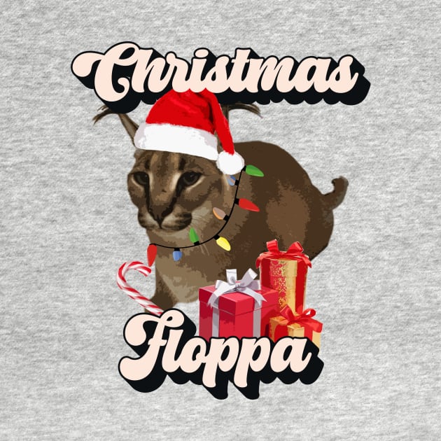 Big Floppa Christmas Meme - Festive Xmas Caracal Big Cat Vintage Retro Text Funny Meme Design by TheMemeCrafts